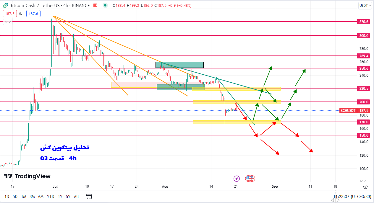 ریزش ۲۰ درصدی بیت کوین کش با استراتژی قرمز رنگ |  تحلیل بیت کوین کش |  قسمت 03 | 30 مرداد 1402
