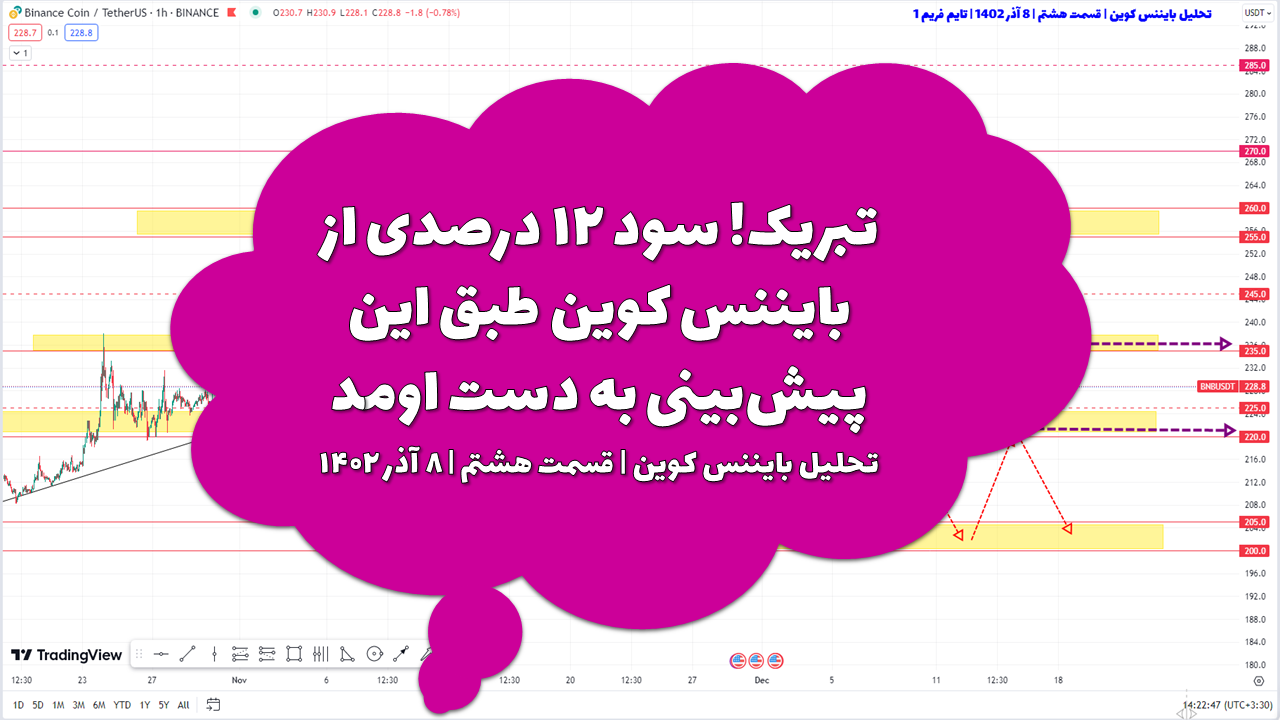 تبریک! سود ۱۲ درصدی از بایننس کوین طبق این پیش‌بینی به دست اومد | تحلیل بایننس کوین | قسمت هشتم | ۸ آذر ۱۴۰۲